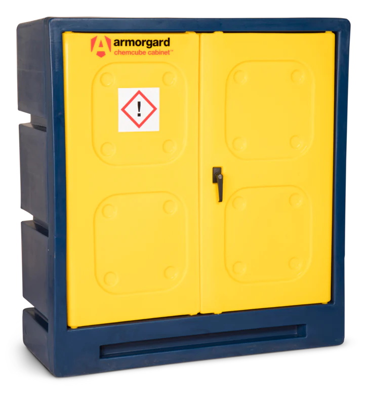 Sandy Brown Chemical Storage Plastic Cabinet - 1220 x 550 x 1310 mm - Safe Storage Solution for Hazardous Materials