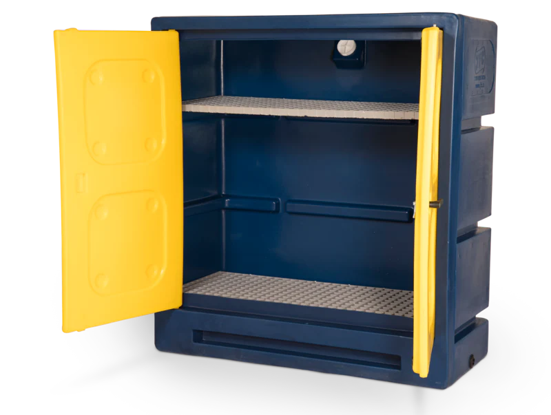 Sandy Brown Chemical Storage Plastic Cabinet - 1220 x 550 x 1310 mm - Safe Storage Solution for Hazardous Materials