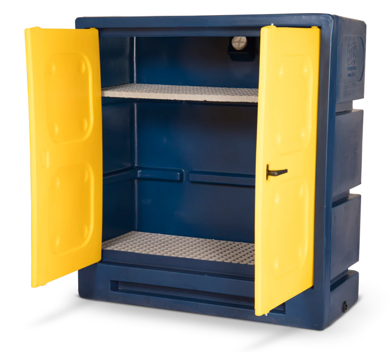Sandy Brown Chemical Storage Plastic Cabinet - 1220 x 550 x 1310 mm - Safe Storage Solution for Hazardous Materials
