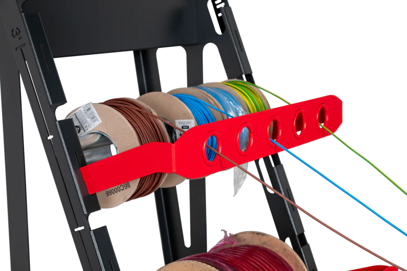 Maroon Armorgard Spoolkart, Sturdy mobile kart for dispensing multiple cable spools 740x840x1365