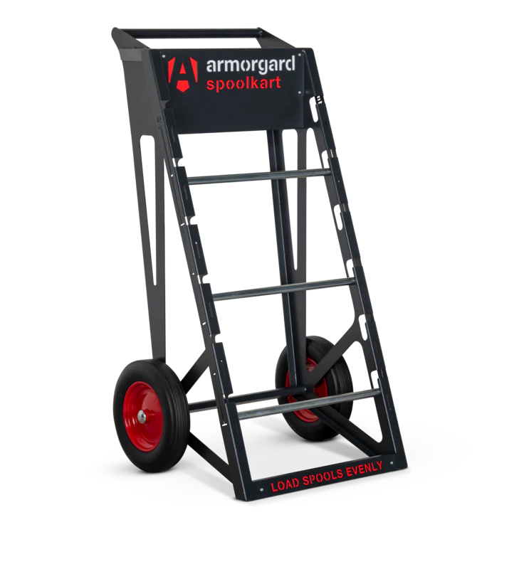 Dark Slate Gray Armorgard Spoolkart, Sturdy mobile kart for dispensing multiple cable spools 740x840x1365