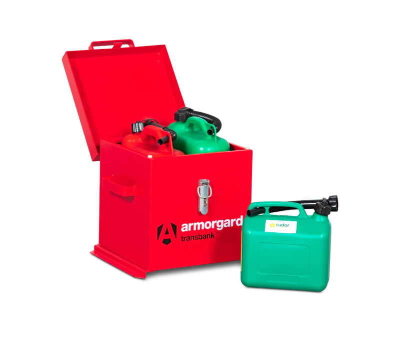 Red Armorgard TransBank for fuels or chemicals 430x415x365