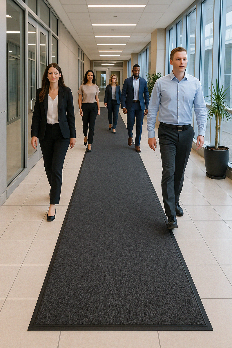Dark Gray Heavy Duty Barrier Runner Non-Slip Mat - Durable Rubber, Anti-Slip, Floor Protection, Easy Clean, Industrial/Commercial Use, Versatile & Long-Lasting