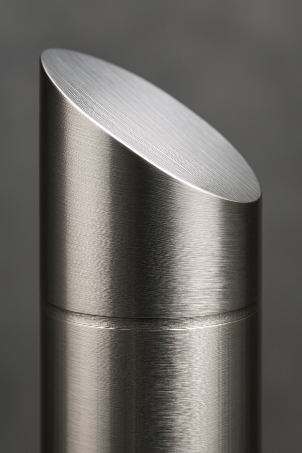 Dark Slate Gray Stainless Steel Mitre Top Bollard – 1000mm Height | 304-Grade Brushed Finish | Architectural Security Post for Car Parks & Building Entrances