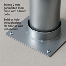 Dark Gray Galvanised Steel Slip Duct Fixing Plate – Solid or Open Centre – Secure Ducting to Floor or Wall – Industrial Ventilation Fitting