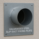 Light Slate Gray Galvanised Steel Slip Duct Fixing Plate – Solid or Open Centre – Secure Ducting to Floor or Wall – Industrial Ventilation Fitting