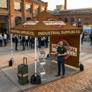 White Smoke Custom Printed Pop-Up Gazebo Package 2 with Full Height Back Wall – Heavy Duty Event Canopy