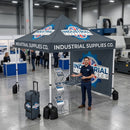 Dark Gray Custom Printed Pop-Up Gazebo Package 2 with Full Height Back Wall – Heavy Duty Event Canopy