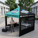 Black Custom Printed Pop-Up Gazebo Package 3 with Back Wall & Sidewalls – Heavy Duty Event Shelter