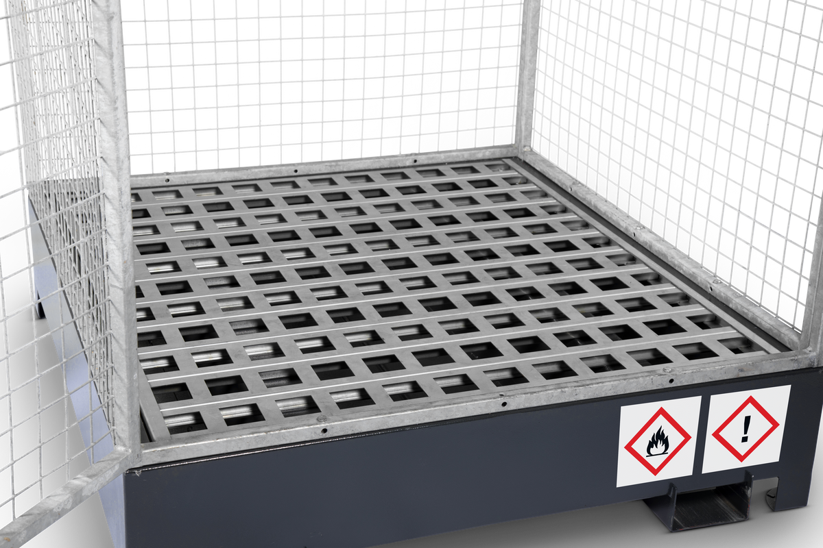 Gray Armorgard DrumCage COSHH Compliant Storage Unit for liquids, gases and solids