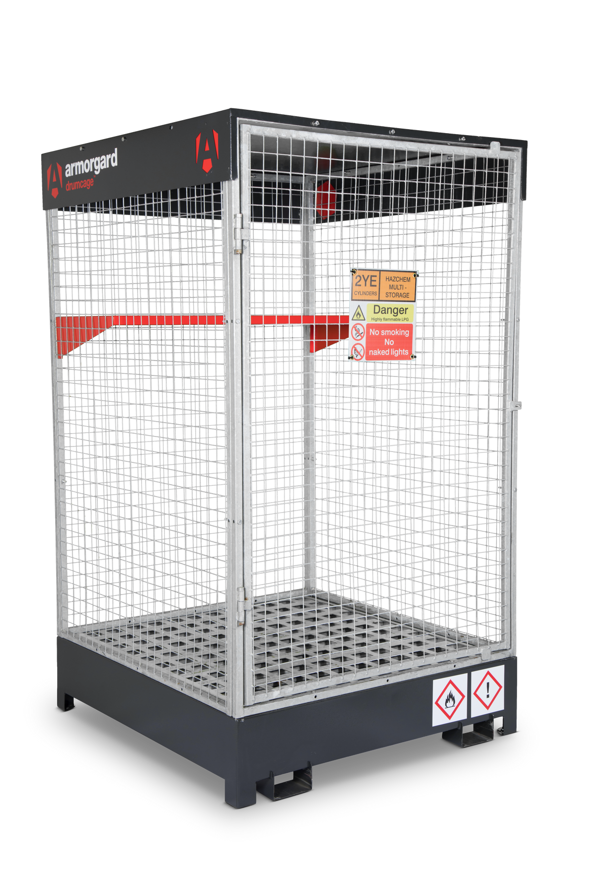 Gray Armorgard DrumCage COSHH Compliant Storage Unit for liquids, gases and solids