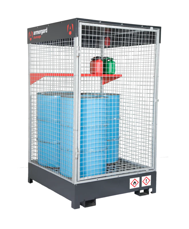 Light Slate Gray Armorgard DrumCage COSHH Compliant Storage Unit for liquids, gases and solids