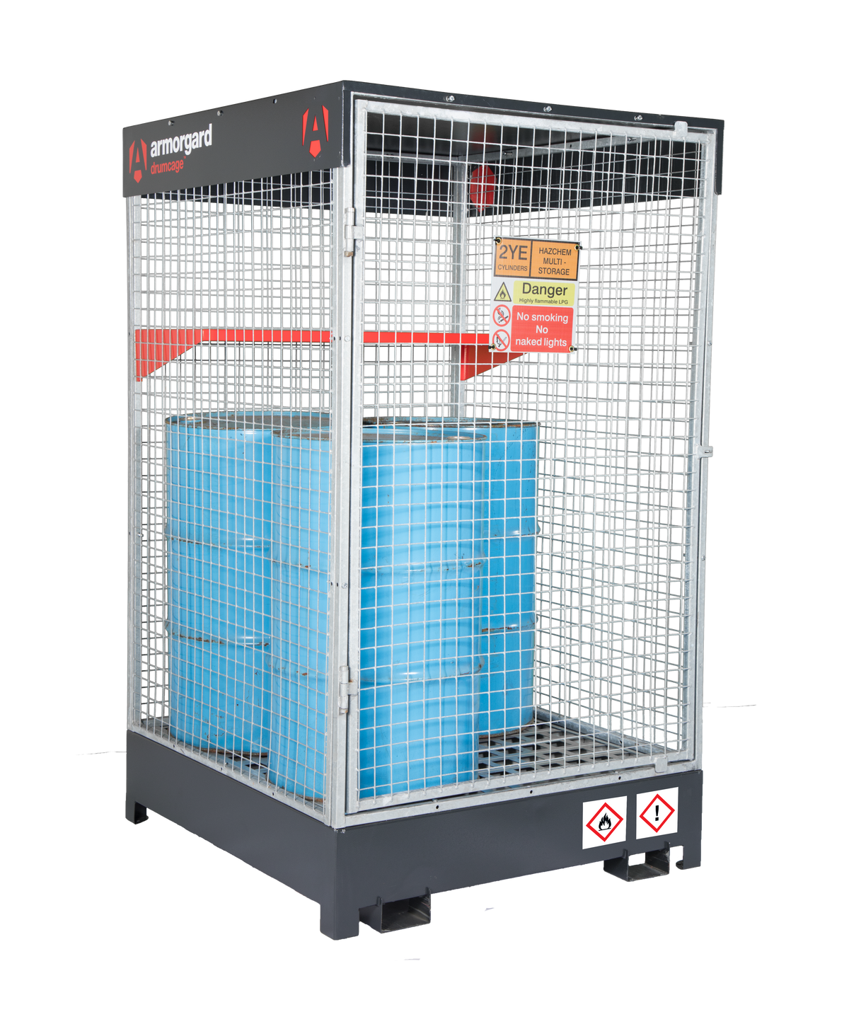 Dark Gray Armorgard DrumCage COSHH Compliant Storage Unit for liquids, gases and solids