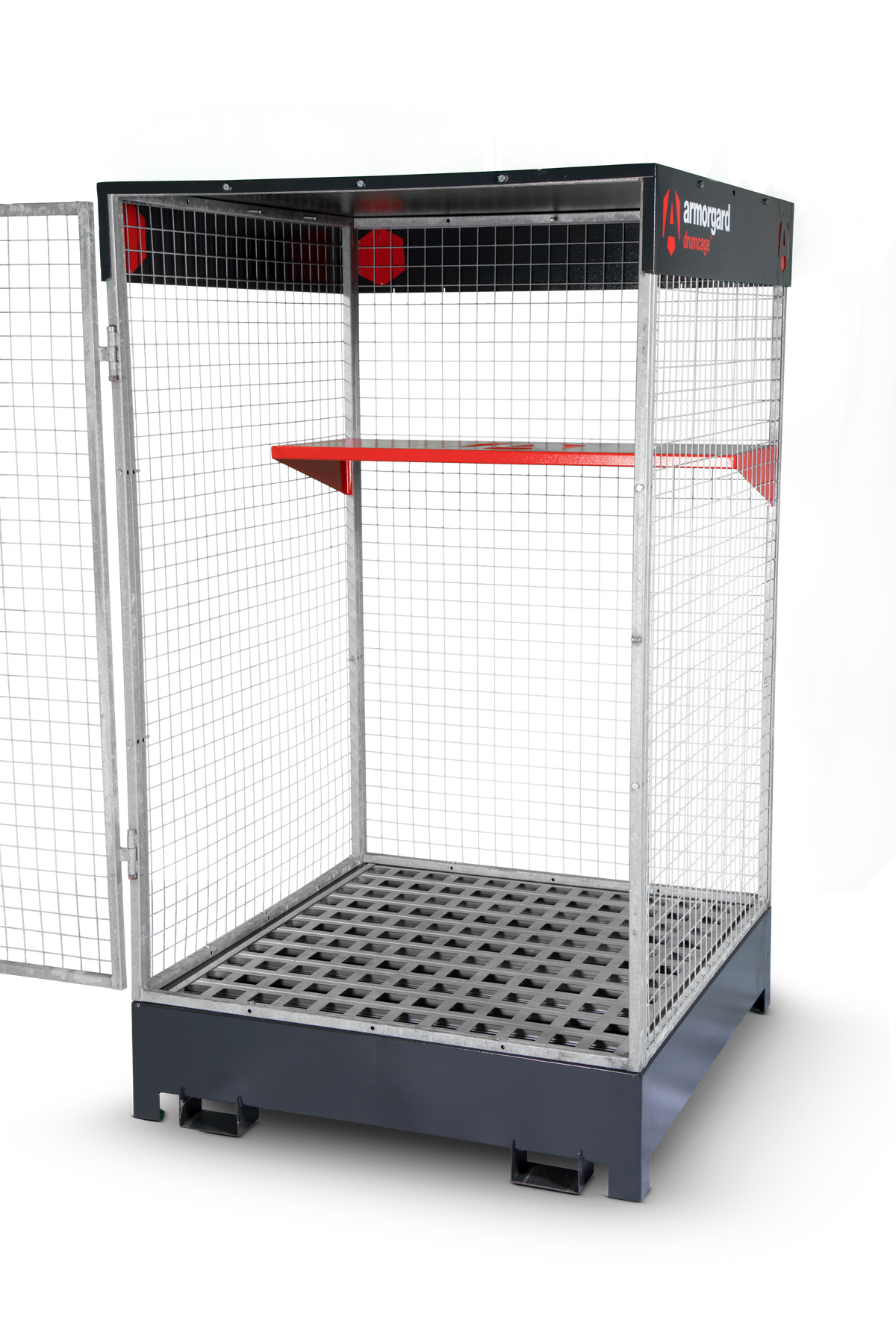 Gray Armorgard DrumCage COSHH Compliant Storage Unit for liquids, gases and solids
