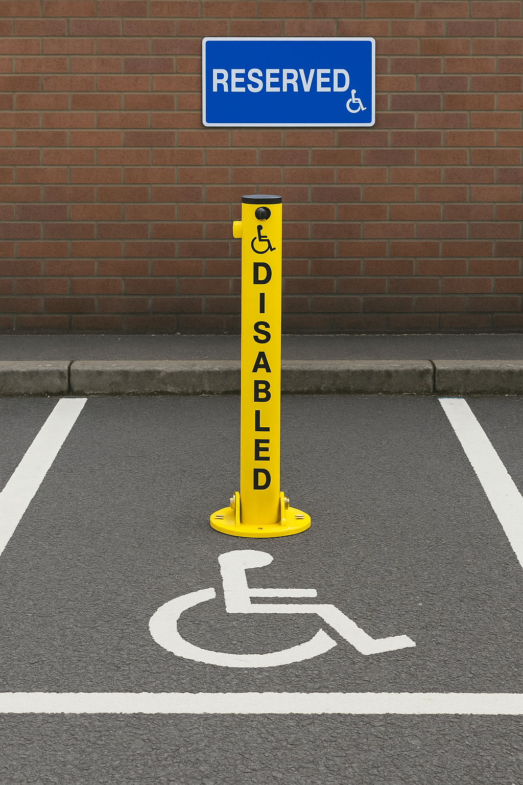 Dim Gray Disabled Access Fold-Down Parking Post – Heavy-Duty Lockable Driveway Bollard for Car Parks, Disabled Bays & Restricted Areas (High-Visibility Yellow Steel)