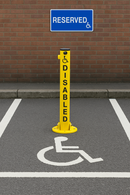 Dim Gray Disabled Access Fold-Down Parking Post – Heavy-Duty Lockable Driveway Bollard for Car Parks, Disabled Bays & Restricted Areas (High-Visibility Yellow Steel)