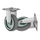 Dark Gray 50mm Stainless Steel Swivel, Fixed & Braked Castor With Grey TPR Rubber Wheel 40kg Load Capacity