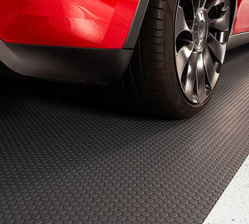 Dark Slate Gray Rubber Garage Flooring Dot Penny Pattern Linear Meter