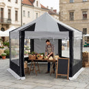 Gray Heavy-Duty 6m Hexagonal Pop-Up Gazebo | Commercial Aluminium Event Shelter Waterproof 4000mm