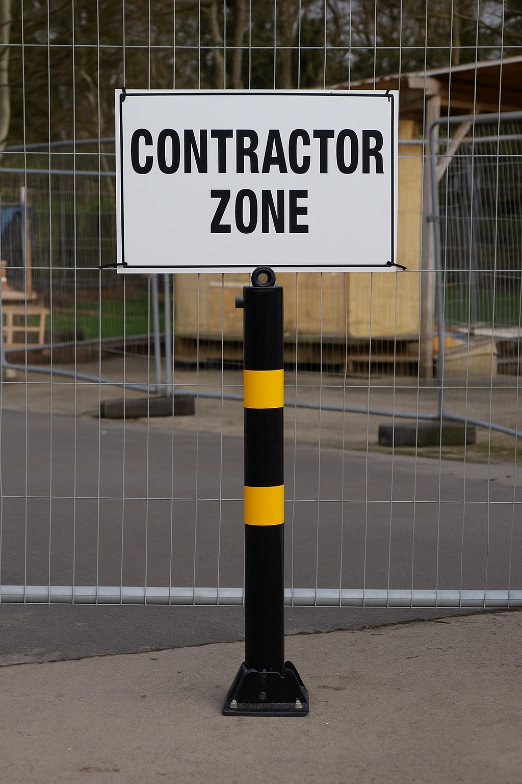 Heavy-Duty Black & Yellow Fold-Down Parking Post 1