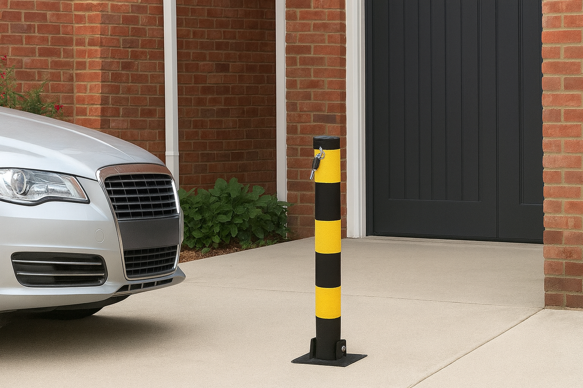 Heavy-Duty Lockable Folding Parking Post / Bollard – Steel Anti-Theft ...