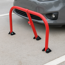 Heavy-Duty Red Fold-Down Hoop Barrier with Integral Lock  