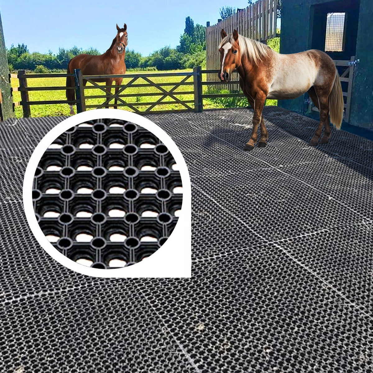 Dark Slate Gray Heavy Duty Gateway Rubber Grass Mats - Non-Slip, Impact-Resistant, Perforated for Drainage - Horse Stable & Outdoor Use, Durable & Hygienic
