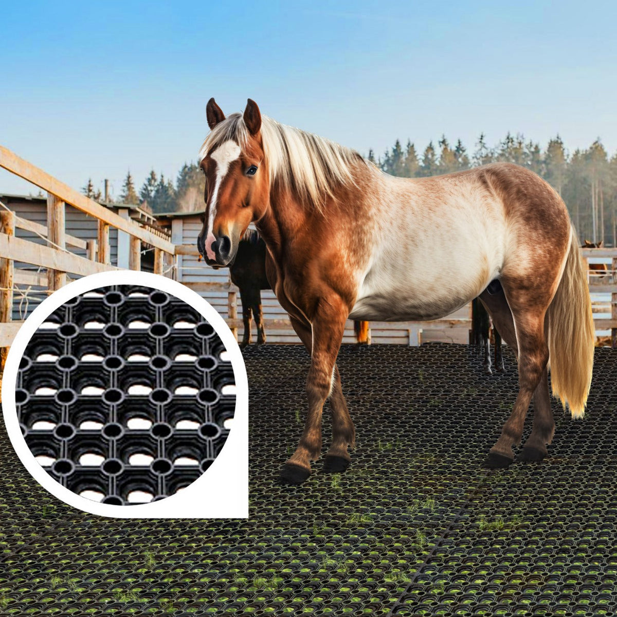 Dark Slate Gray Heavy Duty Gateway Rubber Grass Mats - Non-Slip, Impact-Resistant, Perforated for Drainage - Horse Stable & Outdoor Use, Durable & Hygienic