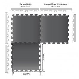 Dim Gray Heavy Duty Anti-Slip Rubber Gym Mats Easy to Fit & Replace Bevelled Edges Available Separately