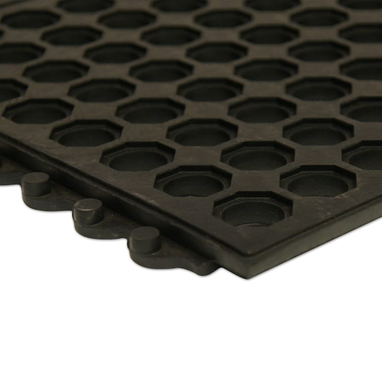 Dark Slate Gray Anti-Slip Industrial Rubber Mat Tile with Drainage Holes for Enhanced Safety