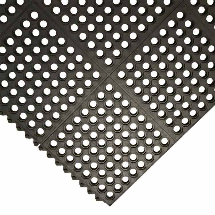 Dark Slate Gray Anti-Slip Industrial Rubber Mat Tile with Drainage Holes for Enhanced Safety