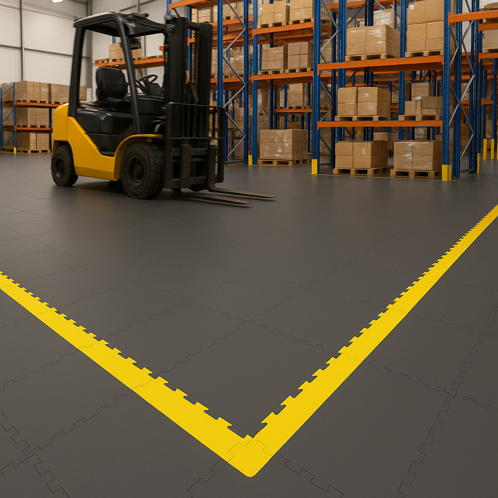 Dark Slate Gray 10mm Interlocking PVC Floor Tiles – Heavy Duty Industrial Flooring for Garages, Warehouses & Commercial Use