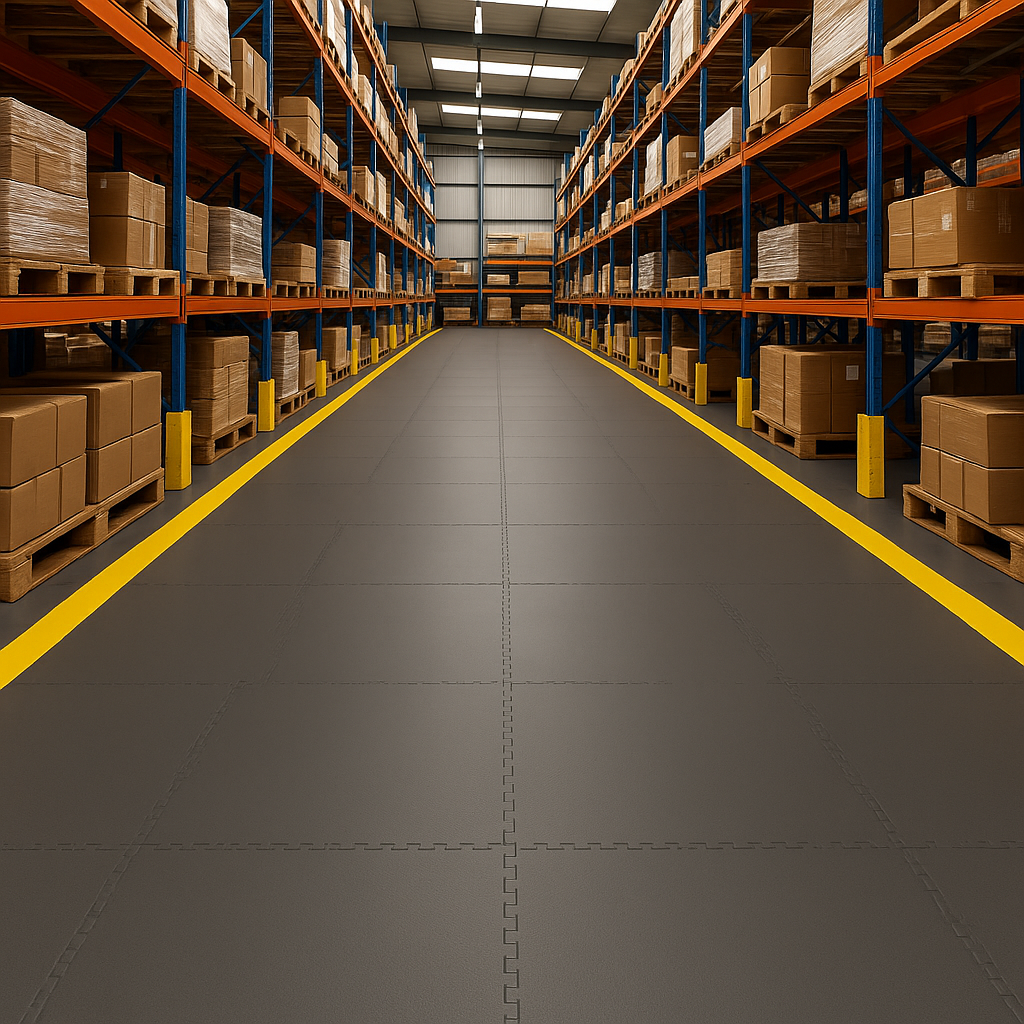 Dark Slate Gray 10mm Interlocking PVC Floor Tiles – Heavy Duty Industrial Flooring for Garages, Warehouses & Commercial Use