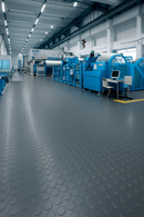 Dim Gray Non-Slip Heavy Duty Rubber Flooring Roll – Studded Dot Penny Pattern 3mm–6mm Thick R11 Slip Rated, Oil Resistant