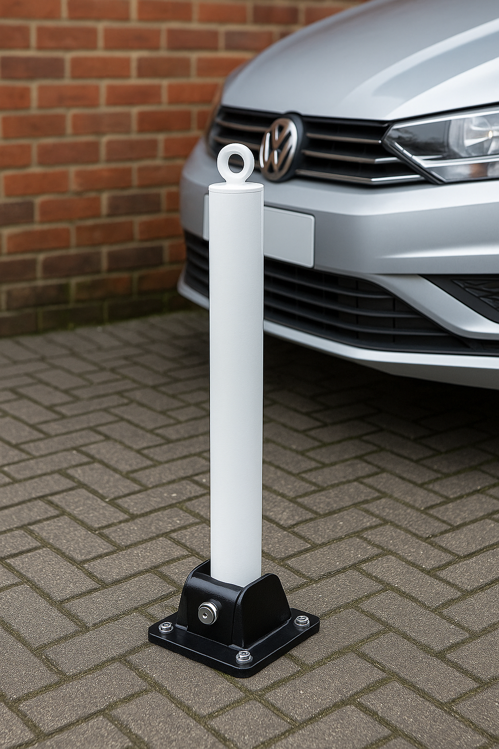 Dim Gray 76mm Fold Down Parking Post With Integral Lock & Chain Eyelet