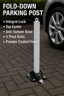 Dark Slate Gray 76mm Fold Down Parking Post With Integral Lock & Chain Eyelet