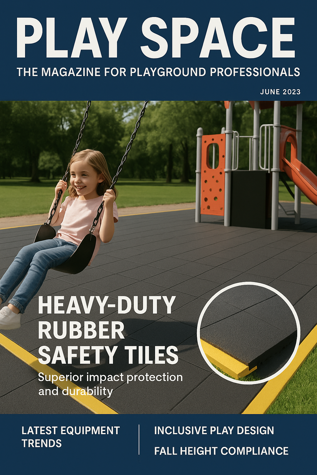 Dark Slate Gray Heavy-Duty Interlocking Rubber Playground Mats – Black, 36" x 36" x 16mm – Non-Slip, Shock-Absorbing, Safety Flooring