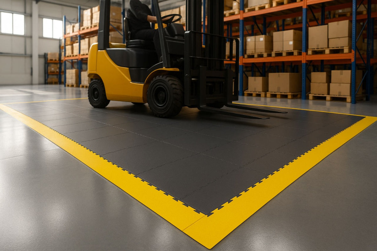 Dark Slate Gray 10 mm Ultra Heavy-Duty Interlocking PVC Floor Tiles – Industrial Forklift-Safe Flooring for Warehouses, Workshops & Factories (Made in UK | Certified Performance | 10-Year Guarantee)