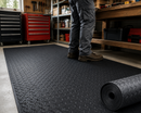 Black Heavy-Duty Diamond Tread Rubber Matting – Non-Slip Industrial Safety Flooring Roll
