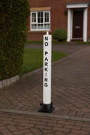 Large White Fold-Down Steel Security Post 1