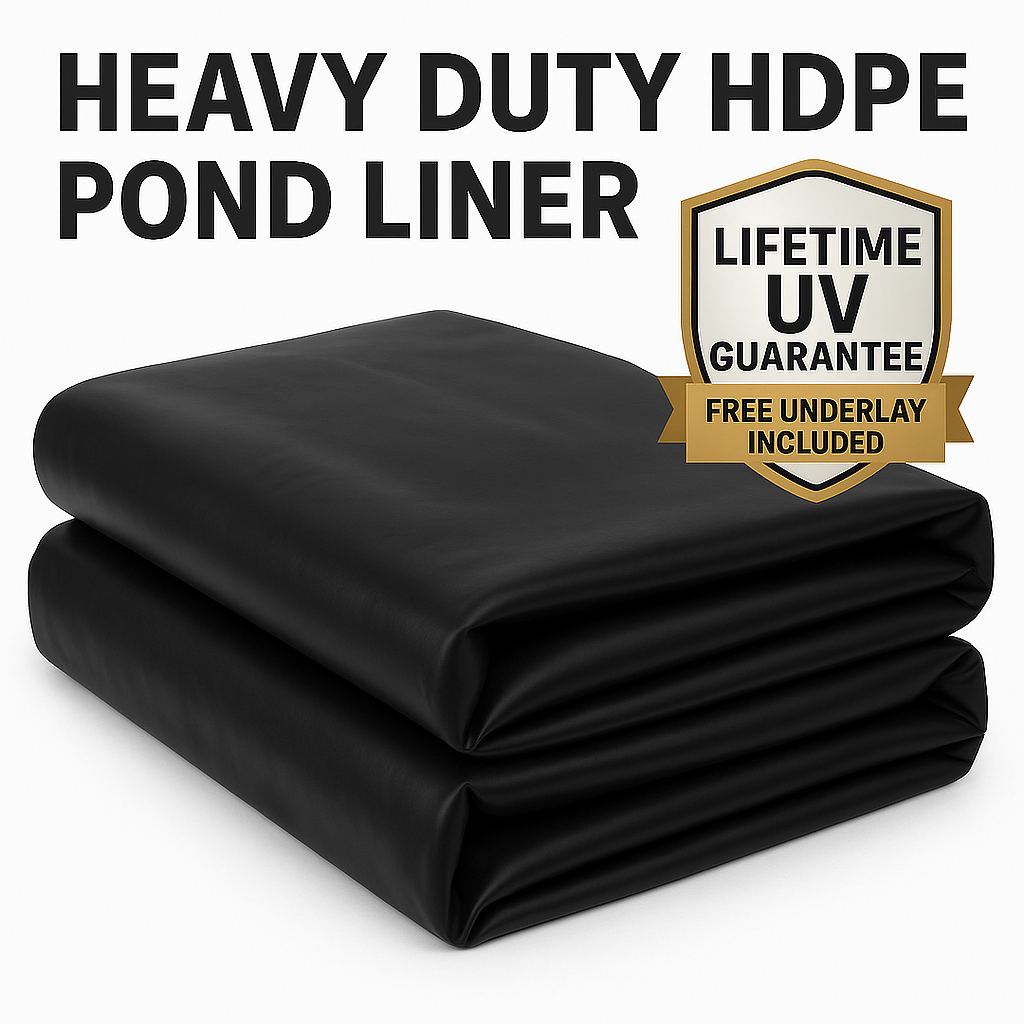 Black HDPE Pond Liner with Free Heavy-Duty Underlay – UV-Resistant, Tear-Proof & Lifetime Guarantee | Waterproof Lining for Garden, Koi & Wildlife Ponds