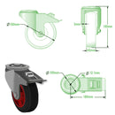 Light Gray 160mm Swivel & Braked Castors with Black Rubber Tyred Wheel Plastic Centre, Single Bolt Fixing 205Kg Load Capacity