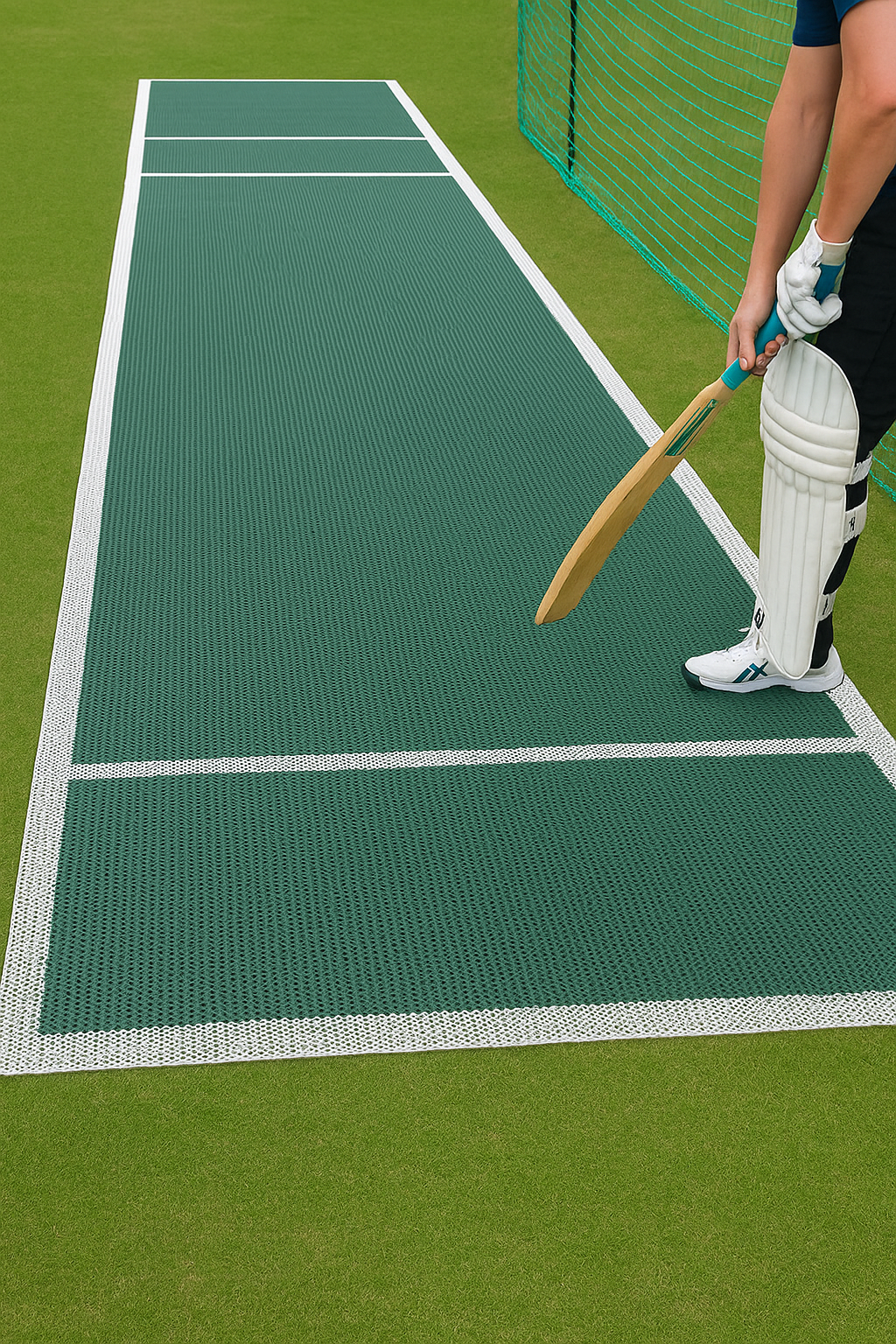 Dark Olive Green Durable Instant Cricket Pitch 8m x 1.4m Perfect for Clubs & Schools