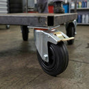 Dark Slate Gray 125mm Pressed Steel Swivel Castor, Black Rubber on Polypropylene Wheel, Directional Brake - 110kg Load