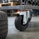 Dark Slate Gray 100mm Pressed Steel Swivel Castor, Black Rubber on Polypropylene Wheel, Directional Brake - 75kg Load