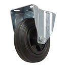 Pressed Steel Fixed Castors with Black Polypropylene Wheel