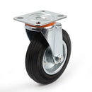 Pressed Steel Swivel Castors with Black Rubber Wheel