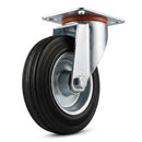 Pressed Steel Swivel Castors with Black Rubber Wheel