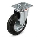 Pressed Steel Swivel Castors with Black Rubber Wheel