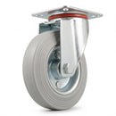 Pressed Steel Swivel Castors with Grey Rubber Wheel